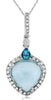 5.09CT DIAMOND & AAA BLUE TOAPZ 14KT WHITE GOLD HEART SHAPE FUN FLOATING PENDANT