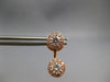 1.20CT DIAMOND 14KT ROSE GOLD 3D DOUBLE SOLITAIRE HALO FLOWER HANGING EARRINGS