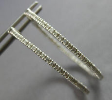 ESTATE LARGE 1.10CT DIAMOND 14KT WHITE GOLD 3D INSIDE OUT HOOP HANGING EARRINGS