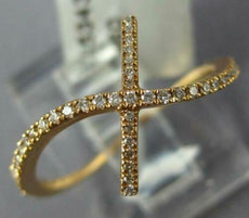 ESTATE .17CT DIAMOND 18KT ROSE GOLD 3D SIDEWAYS CROSS FRIENDSHIP FUN RING