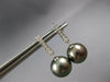 ESTATE .15CT DIAMOND & AAA TAHITIAN PEARL 14K WHITE GOLD 3D BAR HANGING EARRINGS