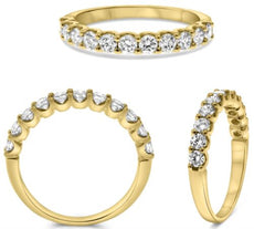 .75CT DIAMOND 14KT YELLOW GOLD 3D ROUND CLASSIC SEMI ETERNITY ANNIVERSARY RING