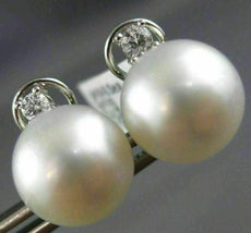 ESTATE LARGE .26CT DIAMOND & AAA SOUTH SEA PEARL 14K WHITE GOLD CLIP ON EARRINGS