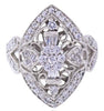 WIDE 1.15CT DIAMOND 18KT WHITE GOLD 3D BAGUETTE & ROUND MARQUISE SHAPE FUN RING