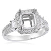 1.36CT DIAMOND 18K WHITE GOLD ROUND & BAGUETTE SQUARE SEMI MOUNT ENGAGEMENT RING