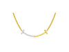 ESTATE .05CT DIAMOND 14KT YELLOW GOLD 3D DOUBLE T BAR FUN NECKLACE
