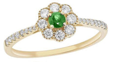 .52CT DIAMOND & AAA EMERALD 14KT YELLOW GOLD 3D CLASSIC FLOWER FILIGREE FUN RING