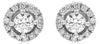 ESTATE .69CT DIAMOND 14KT WHITE GOLD 3D CLASSIC ROUND HALO FLORAL STUD EARRINGS