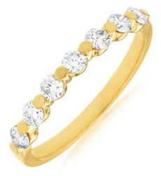 .50CT DIAMOND 14KT YELLOW GOLD 3D 7 STONE SHARED PRONG WEDDING ANNIVERSARY RING