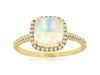 1.58CT DIAMOND & AAA OPAL 14KT YELLOW GOLD CUSHION & ROUND HALO FRIENDSHIP RING