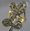ESTATE LARGE .25CT DIAMOND 14KT WHITE & YELLOW GOLD L INITIAL DOUBLE PLATE RING