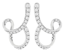 ESTATE .67CT DIAMOND 14KT WHITE GOLD DOUBLE SWIRL INFINITY FUN HANGING EARRINGS