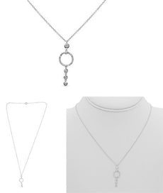 .17CT DIAMOND 14KT WHITE GOLD 3D PAST PRESENT FUTURE CIRCLE OF LIFE FUN NECKLACE