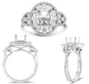 WIDE 1.47CT DIAMOND 14KT WHITE GOLD 3D OVAL DOUBLE HEART FLORAL SEMI MOUNT RING