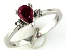 .48CT DIAMOND & AAA RUBY 14KT WHITE GOLD 3D PEAR SHAPE & ROUND FRIENDSHIP RING