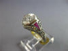 ANTIQUE ART DECO .16CT OLD MINE DIAMOND & AAA RUBY 18K WHITE GOLD 3D RING #27470