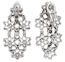 .99CT DIAMOND 18KT WHITE GOLD 3D MULTI STAR FLORAL FUN CLIP ON HANGING EARRINGS