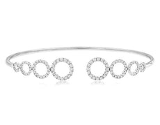 .75CT DIAMOND 14KT WHITE GOLD 3D CIRCLE OF LIFE JOURNEY FLEXIBLE BANGLE BRACELET