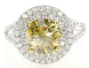 LARGE 3.28CT WHITE & FANCY YELLOW DIAMOND 18KT 2 TONE GOLD ROUND ENGAGEMENT RING
