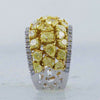 LARGE 5.17CT WHITE & FANCY YELLOW DIAMOND 18KT 2 TONE GOLD 3D ANNIVERSARY RING