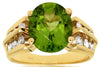 LARGE 5.6CT DIAMOND & AAA PERIDOT 14KT YELLOW GOLD OVAL & ROUND ENGAGEMENT RING