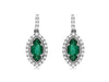 .98CT DIAMOND & AAA EMERALD 14KT WHITE GOLD 3D MARQUISE & ROUND HANGING EARRINGS