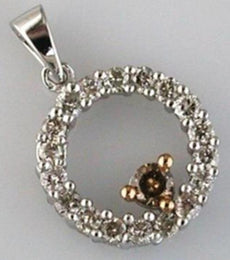 .50CT WHITE & MOCHA DIAMOND 14KT WHITE GOLD 3D CIRCLE OF LIFE FLOATING PENDANT