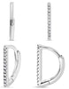 .05CT DIAMOND 14K WHITE GOLD CLASSIC ROUND BAR LEVERBACK HUGGIE HANGING EARRINGS
