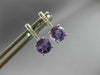 ESTATE .83CT DIAMOND & AAA AMETHYST 14KT WHITE GOLD 3D ROUND HANGING EARRINGS