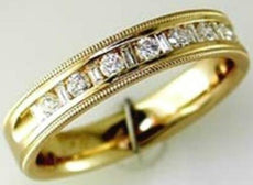.50CT DIAMOND 14K YELLOW GOLD ROUND & BAGUETTE CHANNEL FILIGREE ANNIVERSARY RING