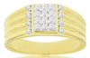 ESTATE .32CT DIAMOND 14K YELLOW GOLD 3D ROUND CLUSTER SQUARE MULTI ROW MENS RING