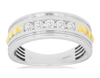 WIDE .50CT DIAMOND 14KT 2 TONE GOLD ROUND 5 STONE CHANNEL MENS ANNIVERSARY RING