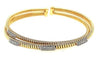 .56CT DIAMOND 18KT 2 TONE GOLD CRISS CROSS SNAKE FLEXIBLE CUFF BANGLE BRACELET