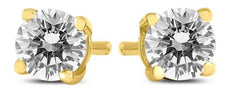 .50CT DIAMOND 14KT YELLOW GOLD 3D CLASSIC ROUND SOLITAIRE 4 PRONG STUD EARRINGS
