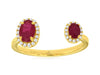 ESTATE .87CT DIAMOND & AAA RUBY 14KT YELLOW GOLD OVAL & ROUND DOUBLE FLOWER RING