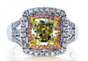 2.95CT WHITE PINK & YELLOW DIAMOND 18KT TRI COLOR GOLD 3D SQUARE ENGAGEMENT RING