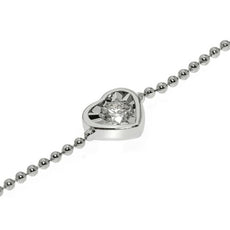 ESTATE .09CT DIAMOND 18KT WHITE GOLD SOLITAIRE HEART SHAPE ADJUSTABLE BRACELET