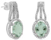 2.38CT DIAMOND & AAA GREEN AMETHYST 14KT WHITE GOLD OVAL & ROUND FLORAL EARRINGS