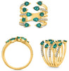 LARGE 1.57CT DIAMOND & AAA EMERALD 14KT YELLOW GOLD 3D PEAR SHAPE & ROUND RING