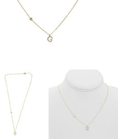 .09CT DIAMOND 14KT YELLOW GOLD 3D INITIAL G SOLITAIRE BY THE YARD FUN NECKLACE