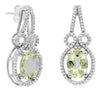 LARGE 2.39CT DIAMOND & AAA LEMON QUARTZ 14KT WHITE GOLD 3D OVAL & ROUND EARRINGS