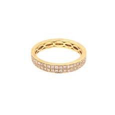 .81CT DIAMOND 18KT YELLOW GOLD 3D 2 ROW ETERNITY PAVE WEDDING ANNIVERSARY RING