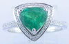ESTATE 1.66CT DIAMOND & AAA EMERALD 14K WHITE GOLD TRILLION HALO ENGAGEMENT RING