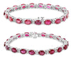 20.13CT DIAMOND & AAA RUBY 14KT WHITE GOLD OVAL & ROUND ETERNITY MENS BRACELET