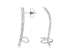 ESTATE .52CT DIAMOND 14KT WHITE GOLD 3D ELONGATED JOURNEY EAR CLIMBER EARRINGS