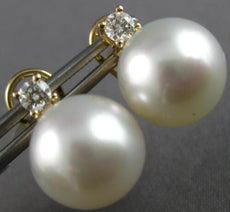 LARGE .29CT DIAMOND & AAA SOUTH SEA PEARL 14KT YELLOW GOLD FUN CLIP ON EARRINGS