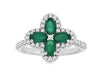 1.28CT DIAMOND & AAA EMERALD 14K WHITE GOLD ROUND & OVAL 4 LEAF CLOVER LOVE RING