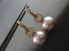 LARGE .57CT DIAMOND & AAA PINK SOUTH SEA PEARL 18K ROSE GOLD 3D HANGING EARRINGS
