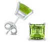 ESTATE 2.0CT AAA PERIDOT 14KT WHITE GOLD 3D PRINCESS CLASSIC STUD EARRINGS