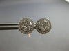 ESTATE .70CT DIAMOND 14KT WHITE GOLD 3D CLASSIC ROUND CLUSTER HALO STUD EARRINGS